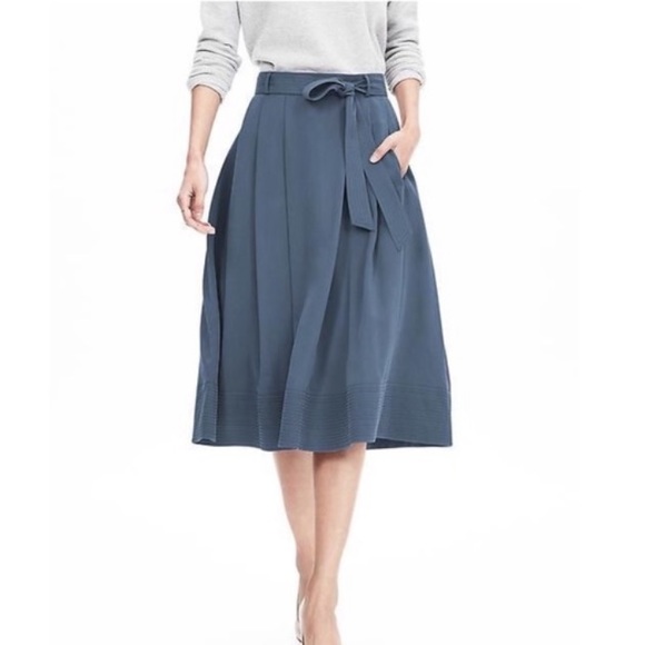 Banana Republic Skirts Nwt Blue Banana Republic Midi Skirt Poshmark